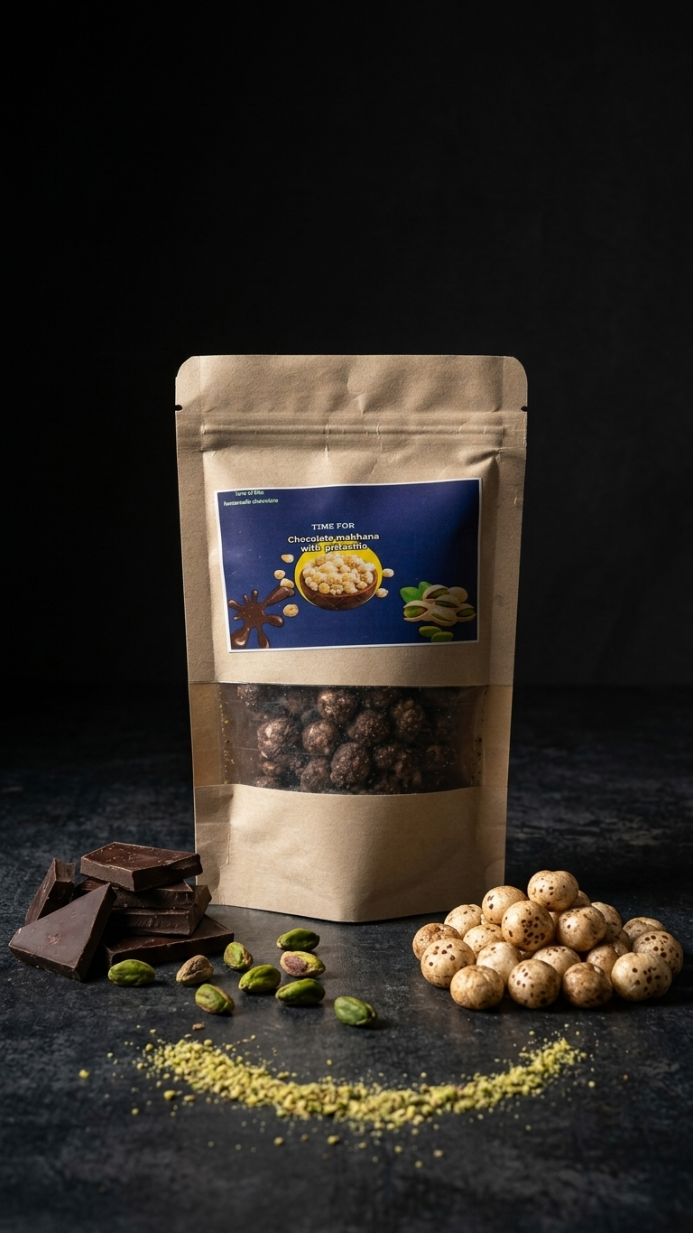 Chocolate Makhana with Pistachio powder